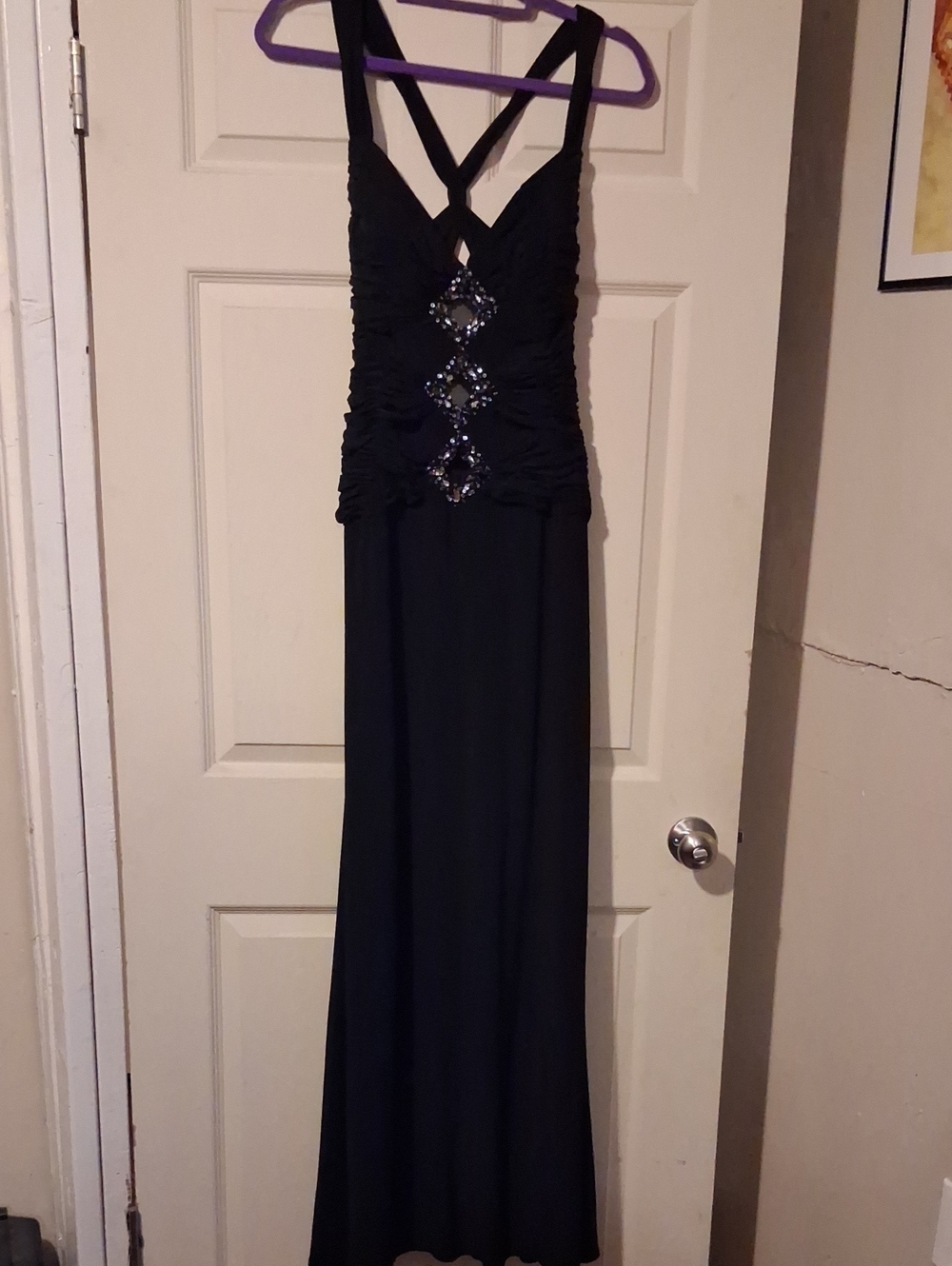 Night Way Collections Black Prom Gown with Jewel Accents